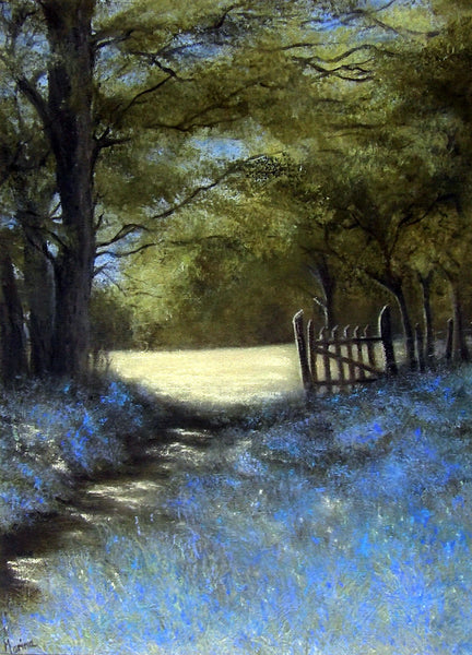 Original Oil painting titled Bluebell Walk